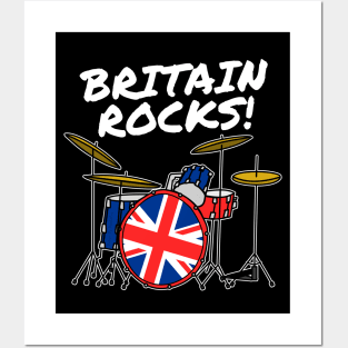 UK Flag Drums Britain Rocks Drummer Musician Posters and Art